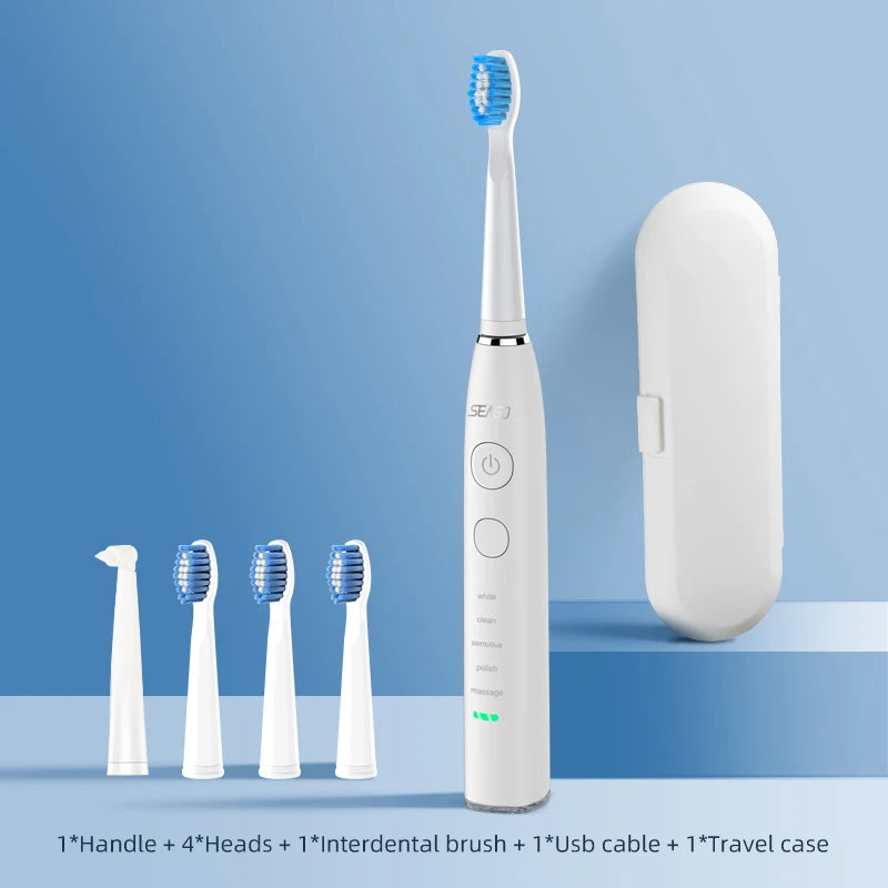 SEAGO Electric Toothbrush + 4 Replacement Heads